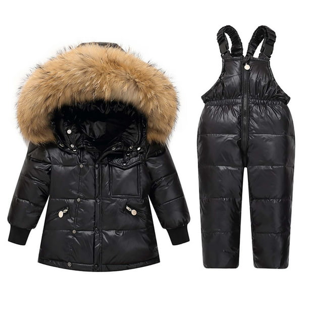 3 Piece Baby Boys Girls Windproof Winter Warm Down Jacket+Ski Pants+Vest Outfit Cotton-Padded Snowsuits Set 